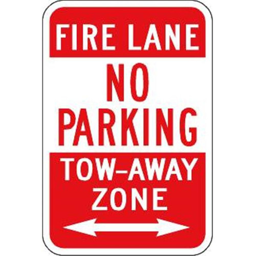Fire Lane Sign With Directional Arrows, Reflective, 12 X 18