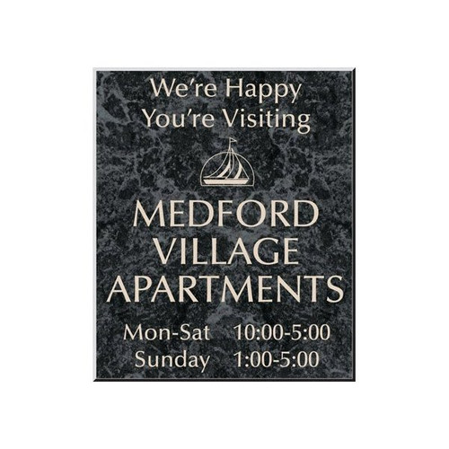Front Engraved Sign, Black Marble, 10 X 12