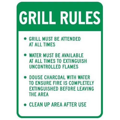 Grill Rules Sign, Non-Reflective, 18 X 24"