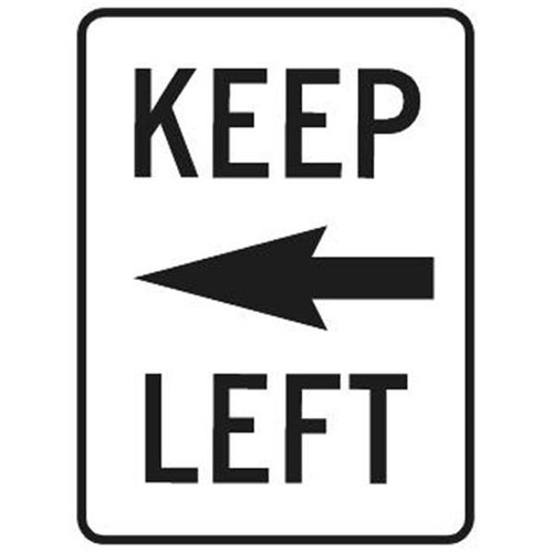 Keep Left Sign With Left Arrow, Non-Reflective, 18 X 24