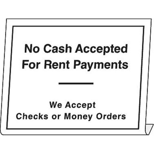 No Cash Accepted Desk Sign, 5 X 4