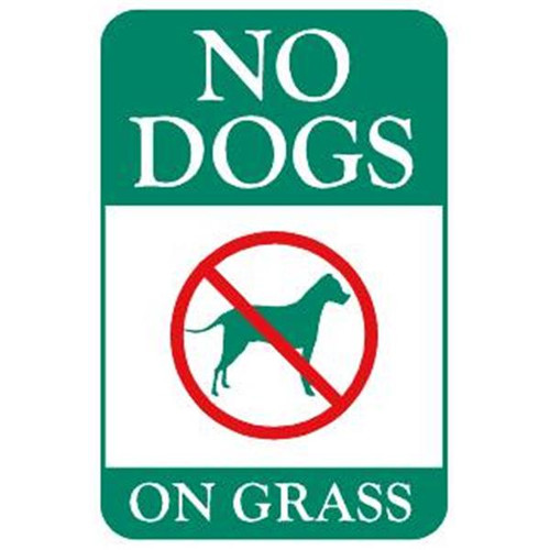 No Dogs On Grass Sign, Low Profile, Non-Reflective, 6 X 9