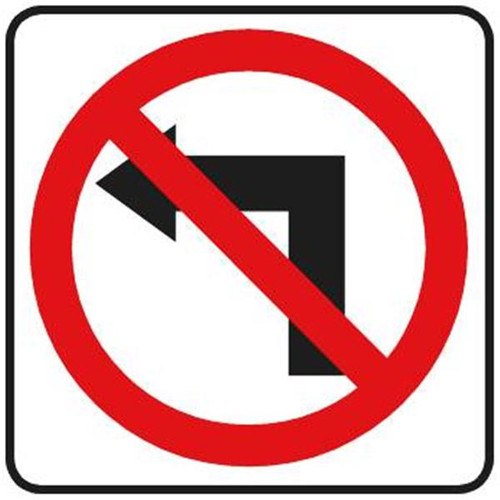 No Left Turn Symbol Sign, Reflective, 24 X 24
