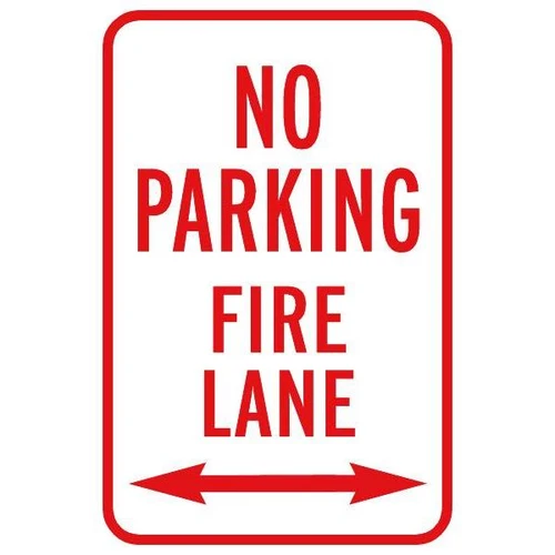 No Parking Fire Lane Sign With Directional Arrows, Reflective, 12 X 18
