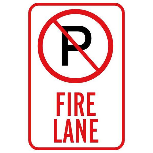 No Parking Symbol Fire Lane Sign, Reflective, 12 X 18