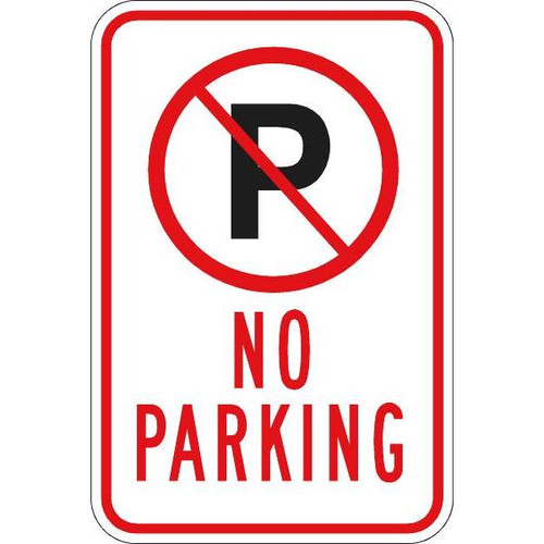 No Parking Symbol Sign, Reflective, 12 X 18 In