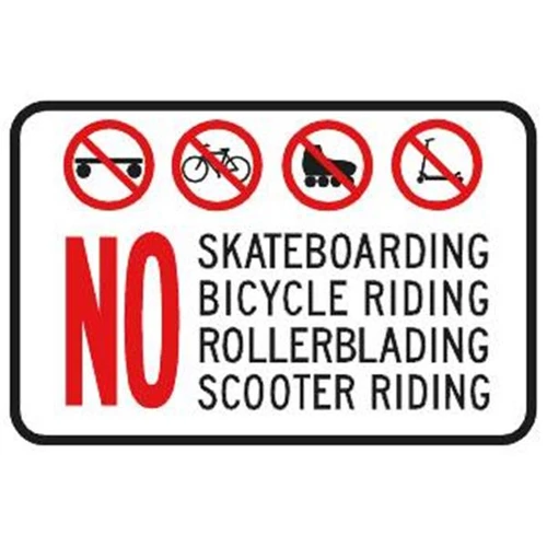 No Skateboarding/Bicycle.../Symbols Horizontal Sign Reflective, 18 X 12"