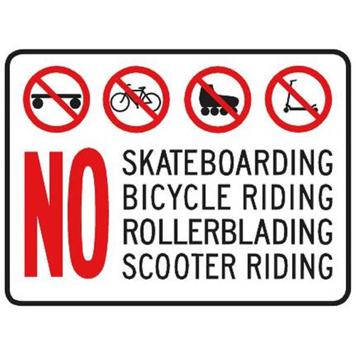No Skateboarding/Bicycle.../Symbols Horizontal Sign Reflective, 24 X 18"
