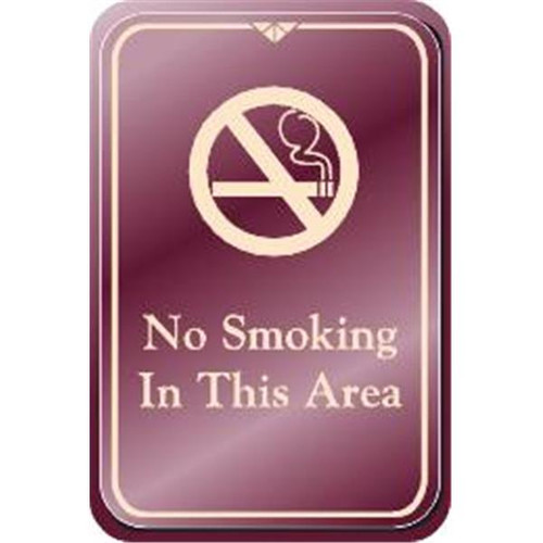 No Smoking In This Area Interior Sign, Burgundy, 6 X 9