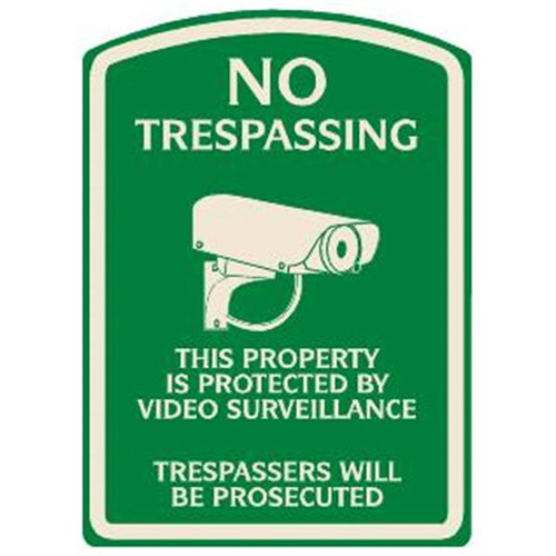 No Trespassing Designer Sign, Ivory On Green, Non-Reflective, 16 X 22