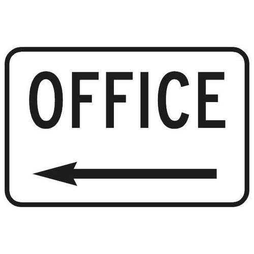 Office Sign With Left Arrow, Reflective, 18 X 12