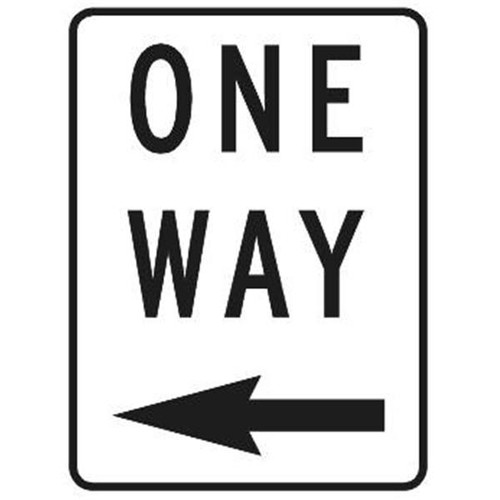 One Way Sign With Left Arrow, Reflective, 18 X 24