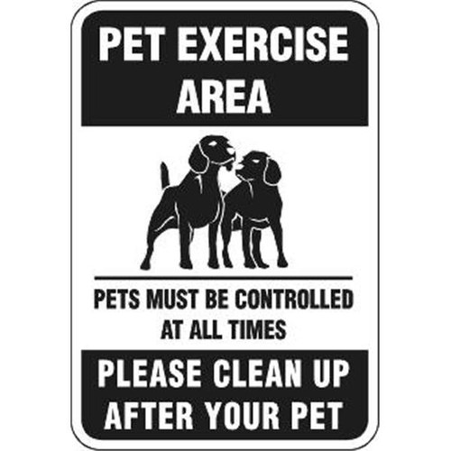 Pet Exercise Area Sign, Midnight Black, Non-Reflective, 12 X 18