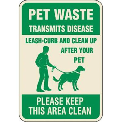 Pet Waste Please Keep This Area Clean Sign, Ivory, Non-Reflective, 12 X 18
