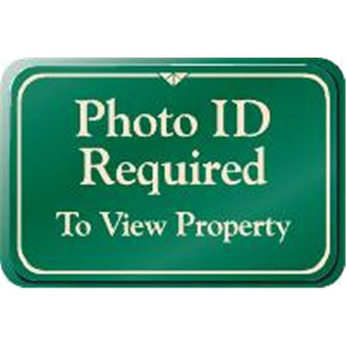 Photo Id Required Desk Sign, Green, 9 X 6