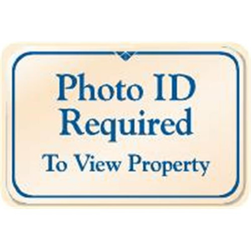 Photo Id Required Desk Sign, Ivory, 9 X 6