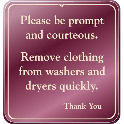 Please Be Prompt Interior Sign, Burgundy, 9 X 9-1/2