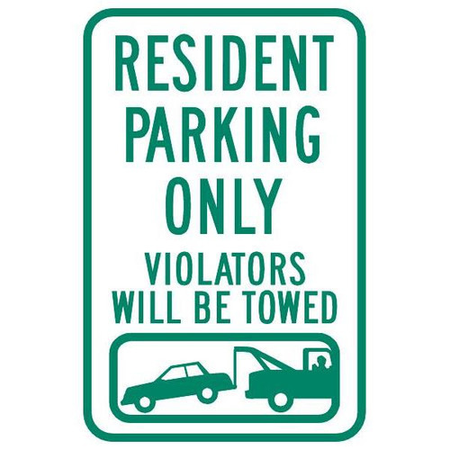 Resident Parking Only Sign, Non-Reflective, 12 X 18