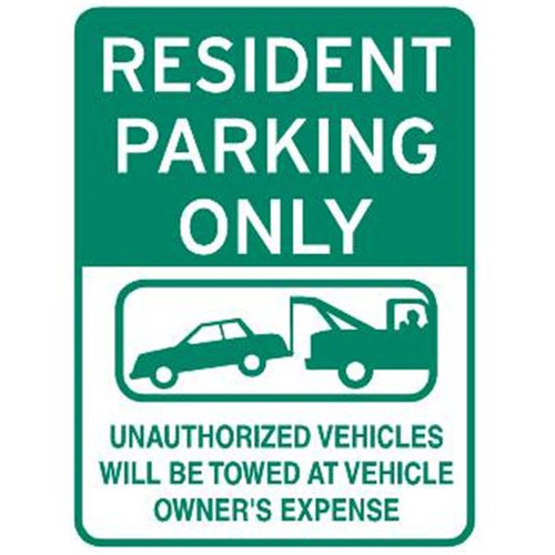 Resident Parking Only Sign, Non-Reflective, 18 X 24