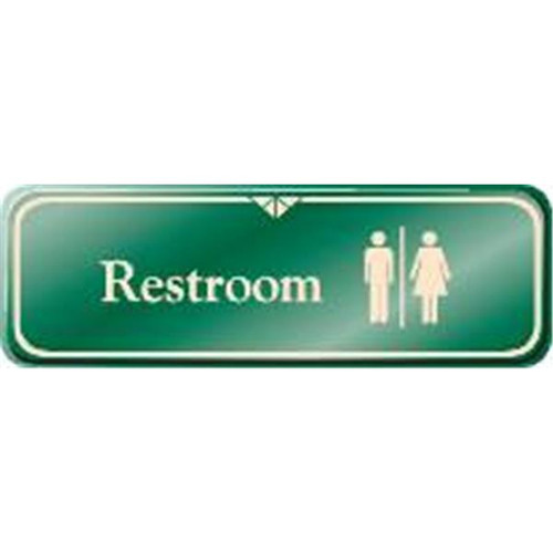 Restroom Interior Sign, Green, 9 X 3