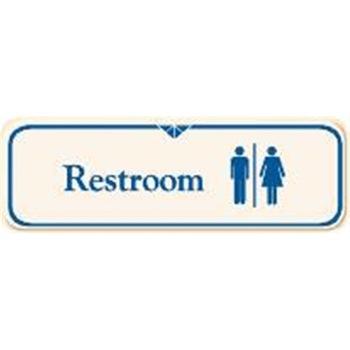 Restroom Interior Sign, Ivory, 9 X 3