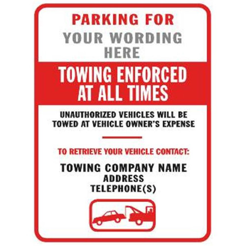 Semi-Custom Parking For...  Sign, Red Non-Reflective, 18 X 24"