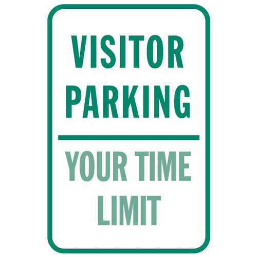 Semi-Custom Visitor Parking/Time Limit Sign, Green Reflective, 12 X 18