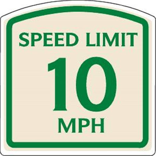 Speed Limit 10 Mph Sign, Green On Ivory, Non-Reflective, 16 X 16