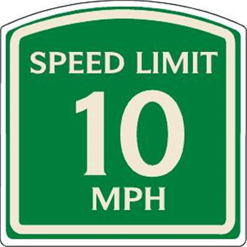 Speed Limit 10 Mph Sign, Ivory On Green, Non-Reflective, 16 X 16