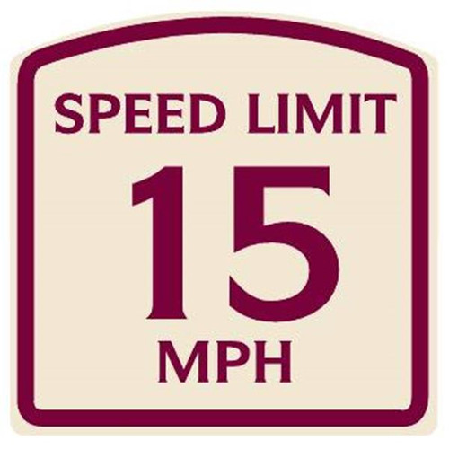 Speed Limit 15 Mph Sign, Burgundy On Ivory, Non-Reflective, 16 X 16