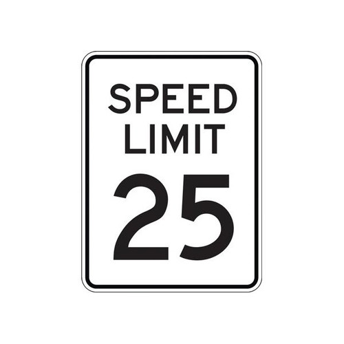 Speed Limit 25 Sign, Reflective, 18 X 24