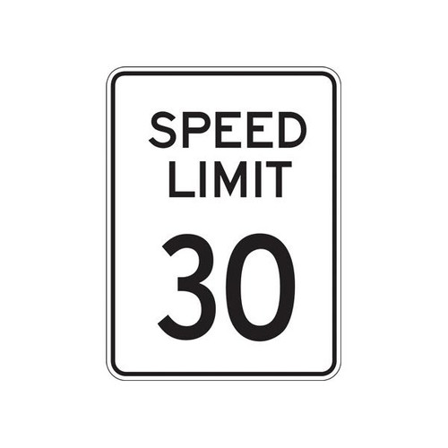 Speed Limit 30 Sign, Reflective, 18 X 24