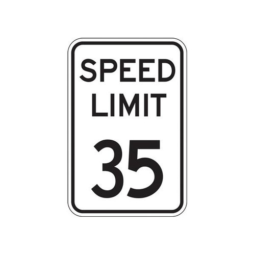 Speed Limit 35 Sign, Reflective, 12 X 18