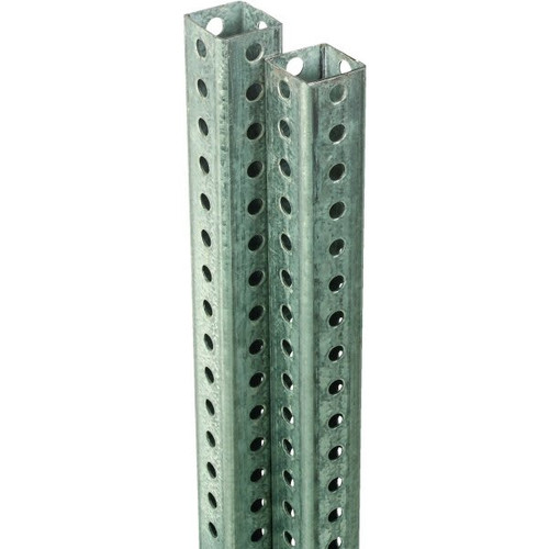 Square Steel Sign Sign Post With Perforations, 12' X 1-3/4 X 1-3/4