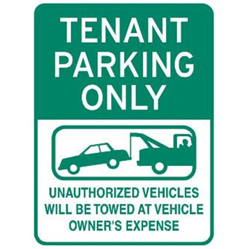Tenant Parking Only Tow Graphic Sign, Reflective, 18 X 24