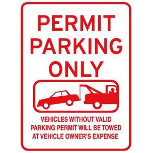 Tow Warning/Graphic Sign, Red Reflective, 18 X 24"