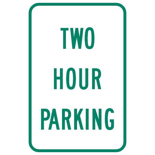Two Hour Parking Sign, Reflective, 12 X 18