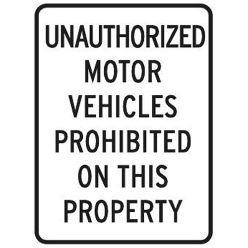 Unauthorized Vehicles Prohibited Sign, Reflective, 18 X 24