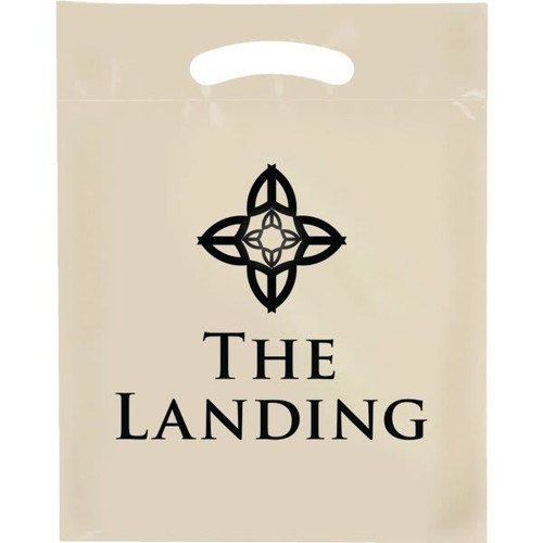 Custom Economical Plastic Bags, Polyethylene, Large, Ivory With 1 Color Imprint