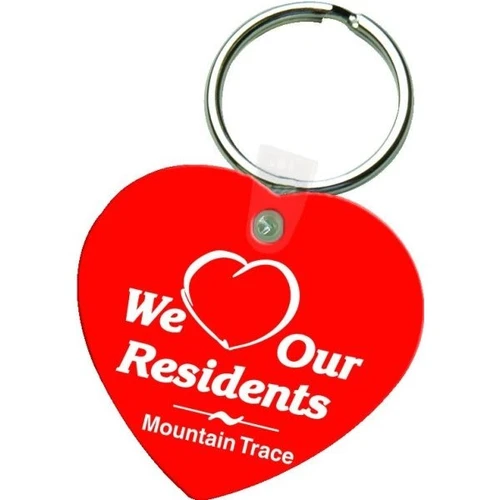 Soft Plastic Key Tag, Heart Shape With Imprint On Both Sides