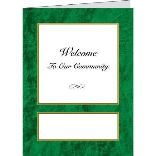 Personalized Welcome Folders, Dark Green Marble Package Of 100