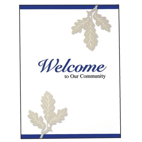 Personalized Welcome Folders, Oak Leaf Design, Blue Package Of 100