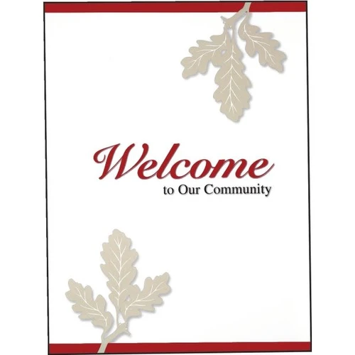 Personalized Welcome Folders, Oak Leaf Design, Red Package Of 100