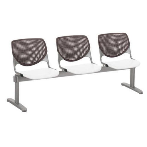 Kfi Seating Kool 3-Seat Reception Bench, Brownstone Backs, White Seats