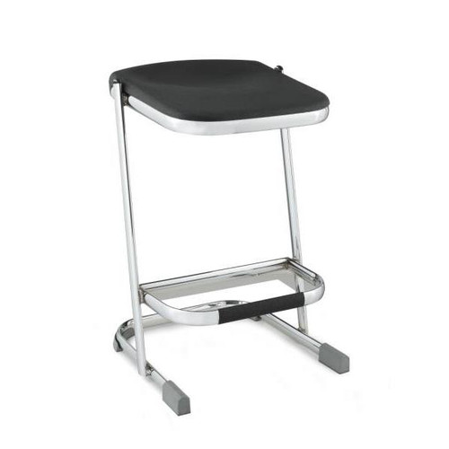 National Public Seating 24" Elephant Z-Stool, Black Seat And Chrome Frame, Pack Of 3