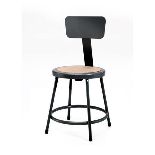 National Public Seating 18" Heavy Duty Steel Stool With Backrest, Black