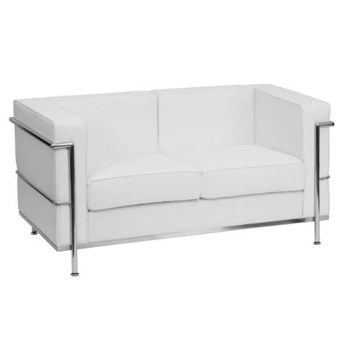 Flash Furniture Hercules Regal Contemporary Melrose White Leather Loveseat With Encasing Frame