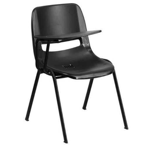 Flash Furniture Black Ergonomic Shell Chair With Right Handed Flip-Up Tablet Arm
