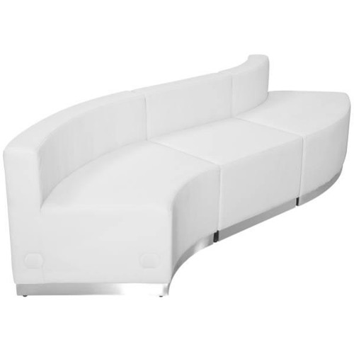 Flash Furniture Hercules Alon Series White Leather Reception Configuration Oblong, 3 Pieces