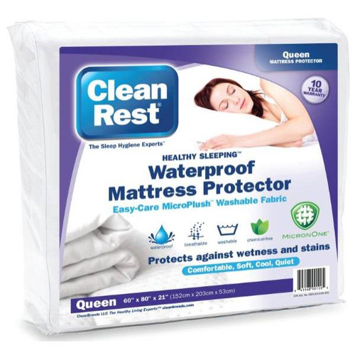 Cleanrest Fitted Waterproof Mattress Cover, Queen, Case Of 4
